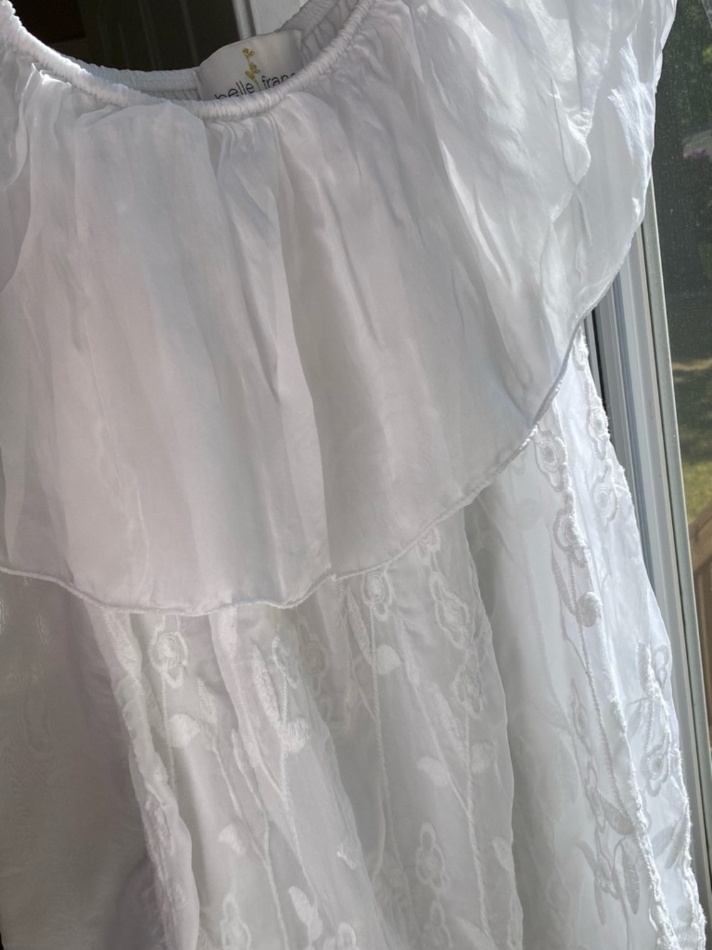White Ruffle Peasant Tunic Dress - Picture 12 of 13